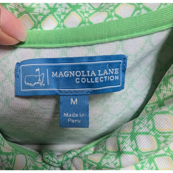 Masters Magnolia Lane Ladies Pima Cotton Blend Green White Geo Print Golf Polo M - Picture 4 of 6